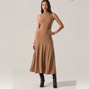 Astr Tan Midi Dress